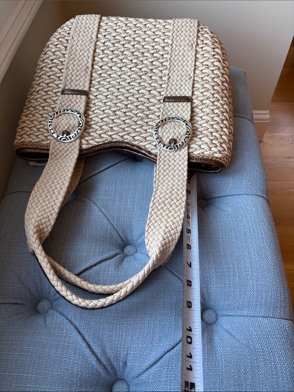NWT Brighton Woven Straw Tote Bag in Cream - Picture 4 of 14